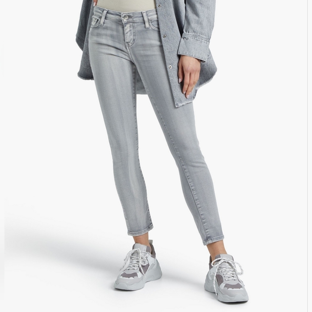Iro Ajuste Alyson Mid Rise Gray Grey Distressed Skinny Ankle Crop Jeans 24